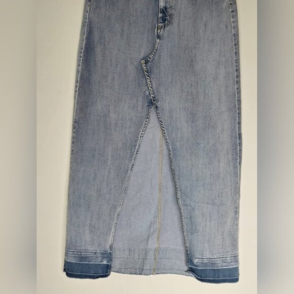 NWT Jeanology Long Maxi Slit Faded Denim Sexy Skirt Size L Spring Stretch Boho - Picture 10 of 11
